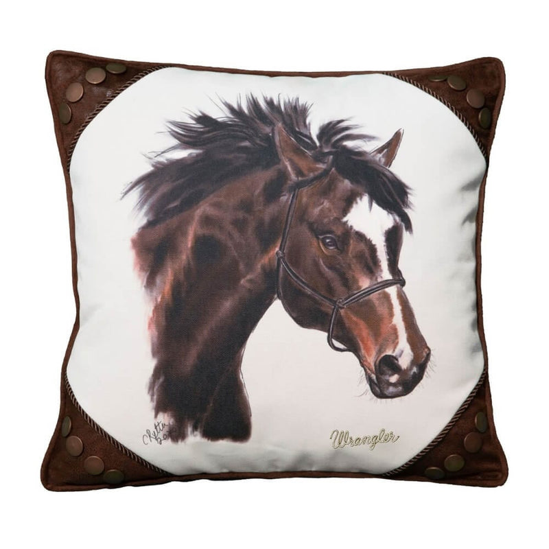 Horse Portrait Rivet Accent Pillow