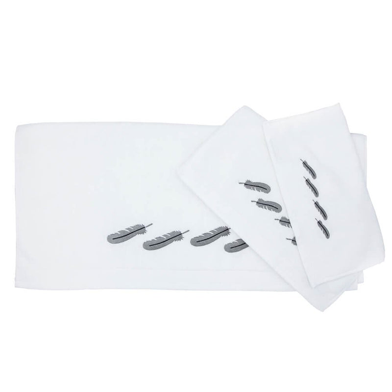 Silver Feather Towel Set