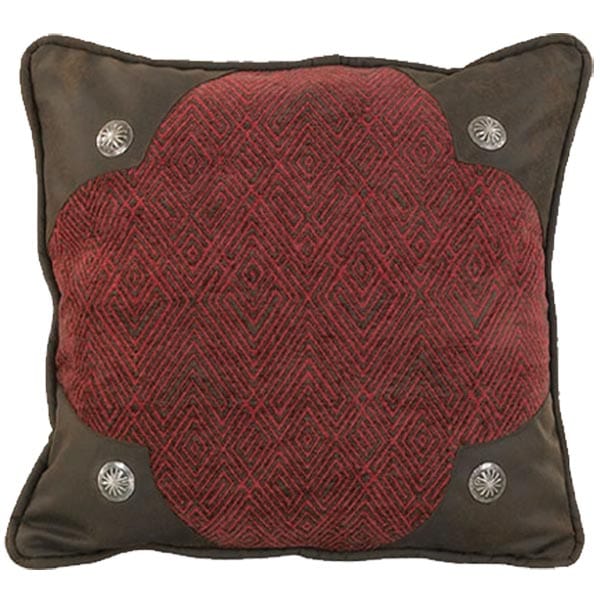 Red Scalloped Pillow with Conchos