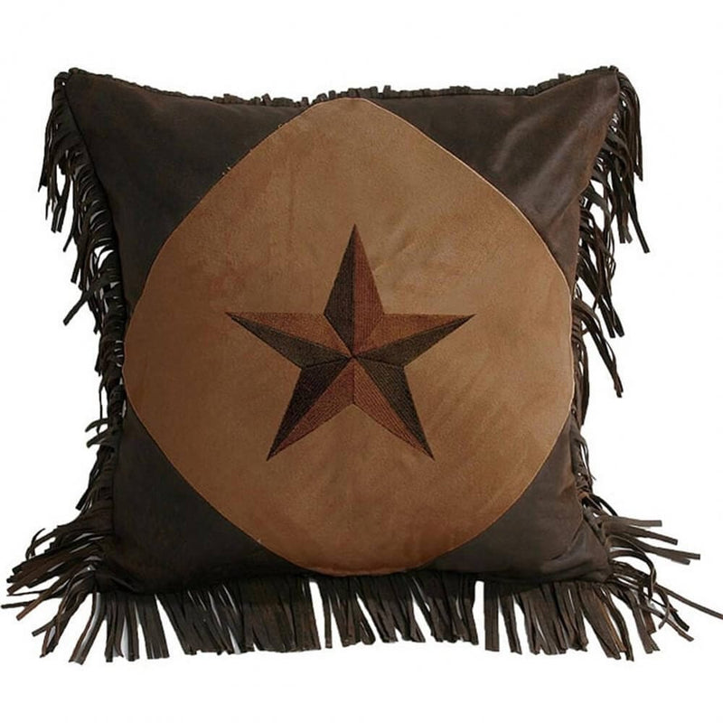 Embroidered Chocolate Laredo Star Pillow