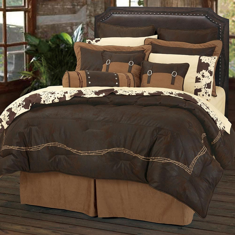 Chocolate Barbwire Embroidered Comforter Sets