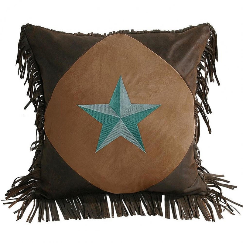 Turquoise Laredo Embroidered Star Pillow