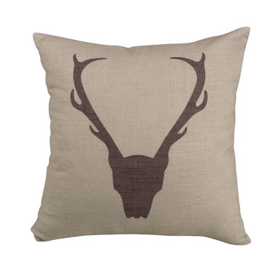 Burlap Antlers Throw Pillow