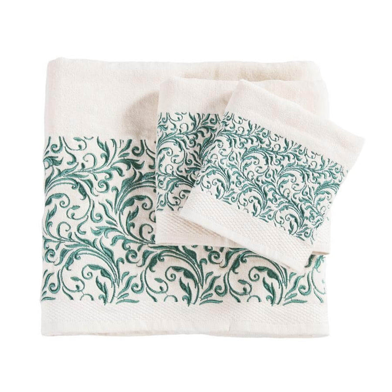Turquoise Scroll Ivory Bath Towel Set