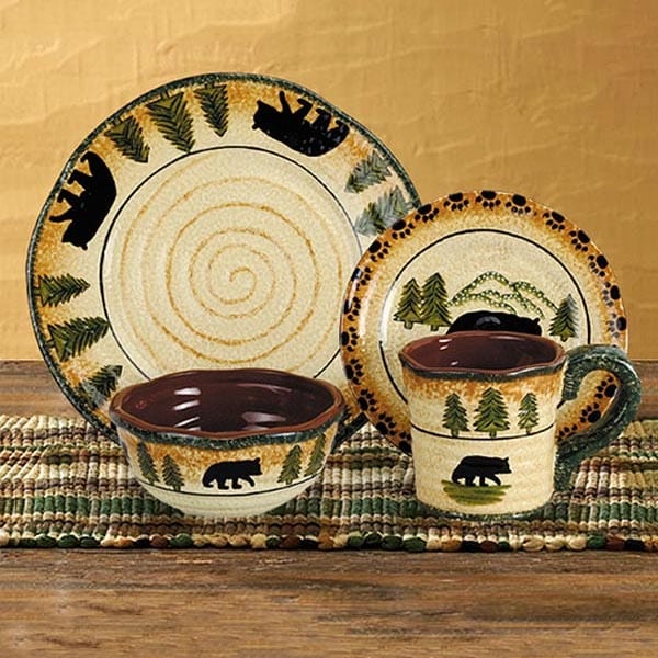 Black Bear Forest Dinnerware Set