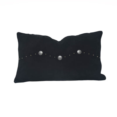 Outlaw Suede Black Leather Lumbar Pillow