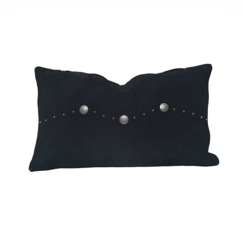 Outlaw Suede Black Leather Lumbar Pillow