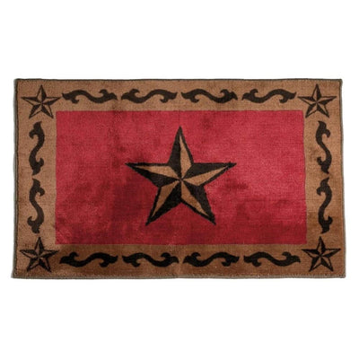 Red Western Star Bath Mat