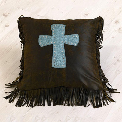 Turquoise Cross Pillow