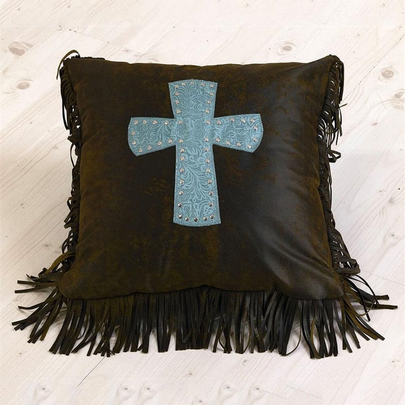 Turquoise Cross Pillow