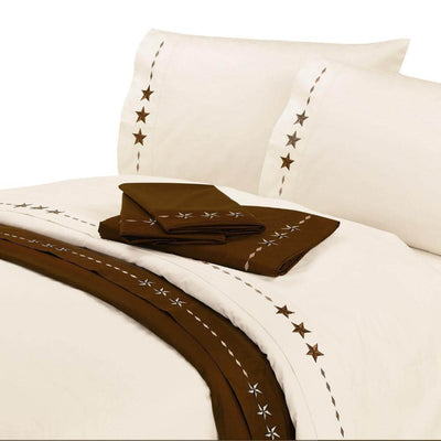 Rustic Star Embroidered Sheet Set