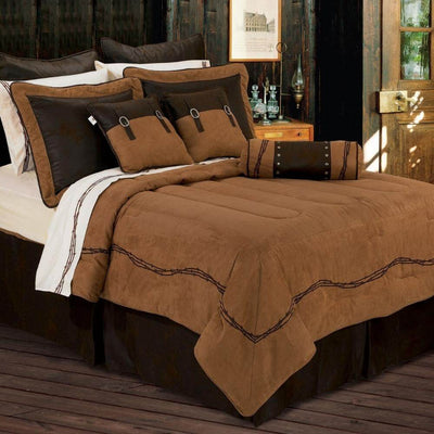 Brown Wire Embroidered Comforter Set
