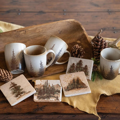 Old Pine Scenery Mug And Coaster Set