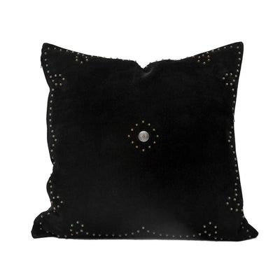 Outlaw Suede Black Leather Throw Pillow