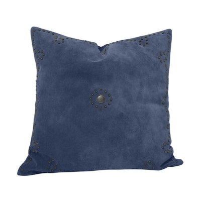 Outlaw Suede Navy Leather Throw Pillow