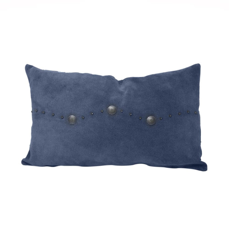 Outlaw Suede Navy Leather Lumbar Pillow