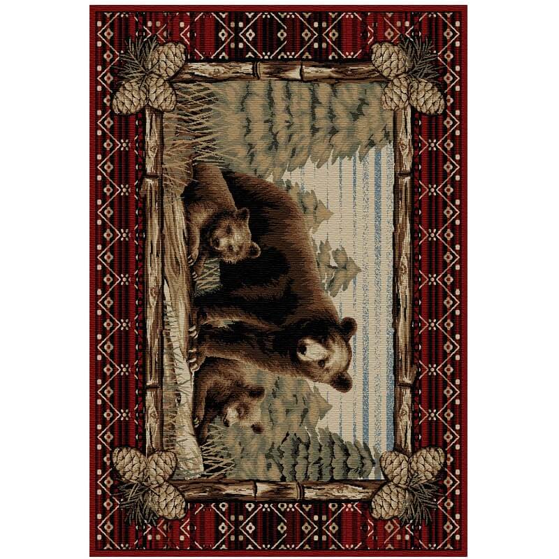 Grizzly Family Life Area Rug