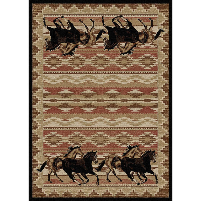 Western Escape Wild Horses Area Rug