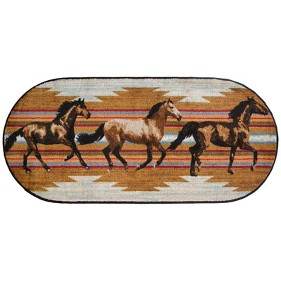 Galloping Horses Oval Rug
