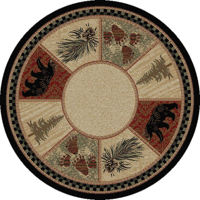 Pine Forest Bear Round Area Rug