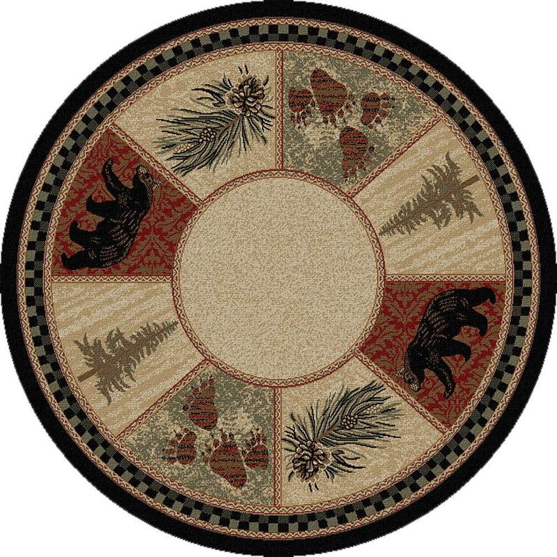 Pine Forest Bear Round Area Rug