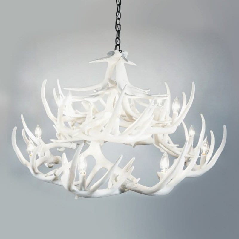 Whitetail 24 White Antler Chandelier