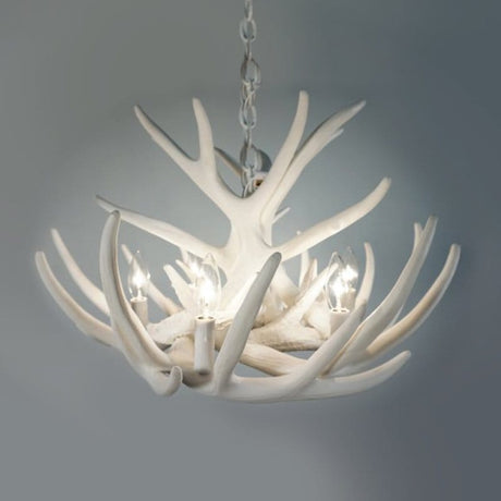 Whitetail 9 White Antler Cascade Chandelier