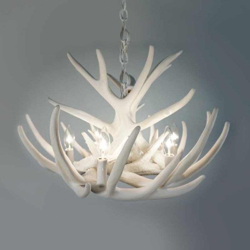 Whitetail 9 White Antler Cascade Chandelier