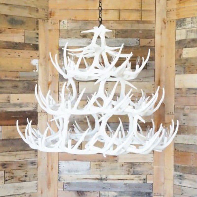 Whitetail 42 White Antler Chandelier