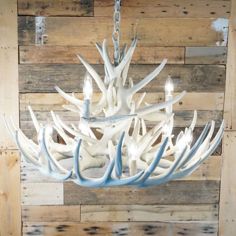 Whitetail 15 White Antler Chandelier