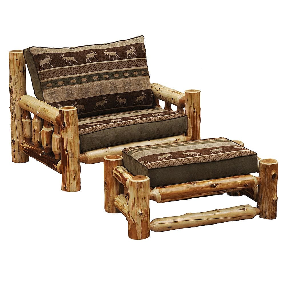 Cedar Log Frame Chair-and-a-half | Cabin Place – The Cabin Place