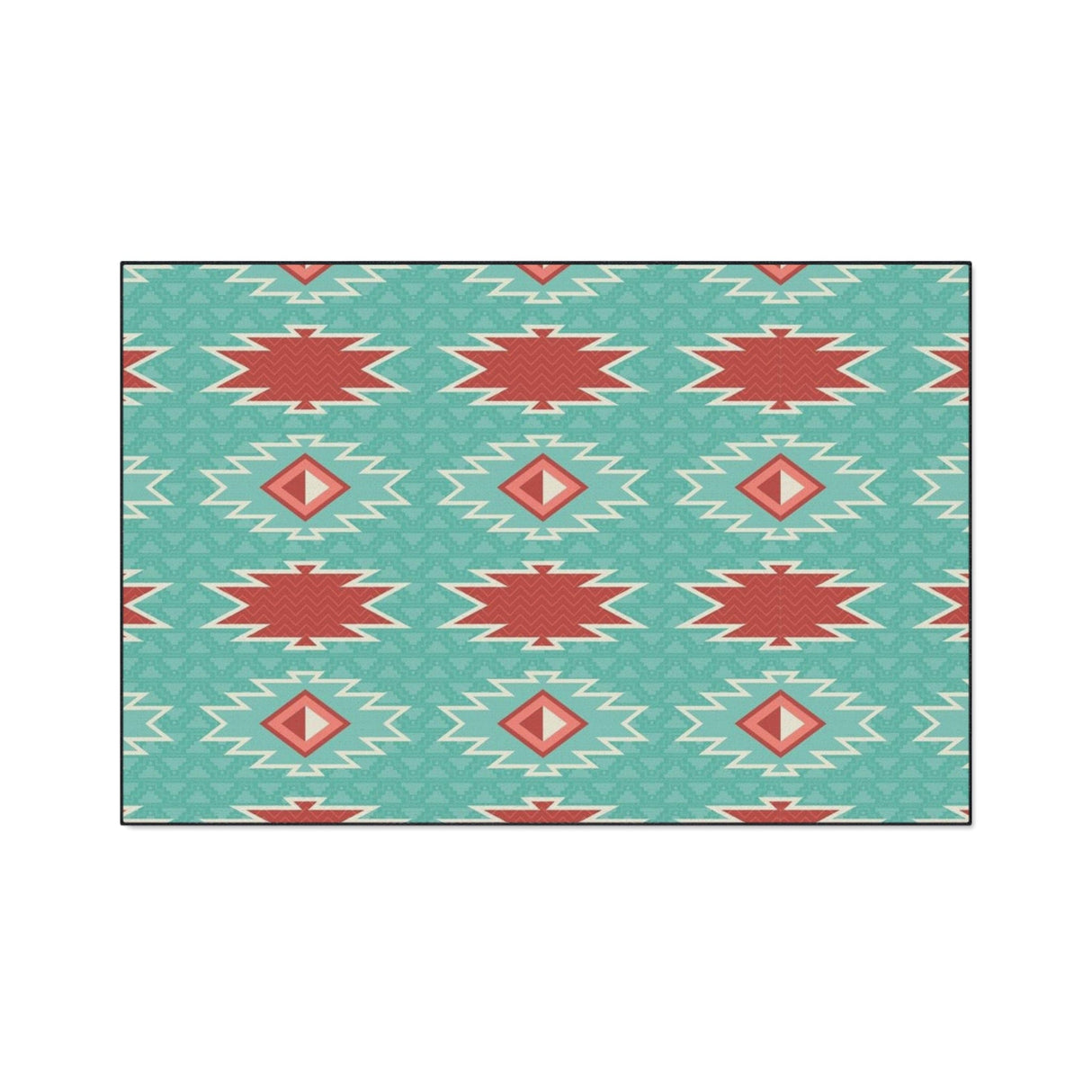 Red Blue Aztec Non-Slip Rug