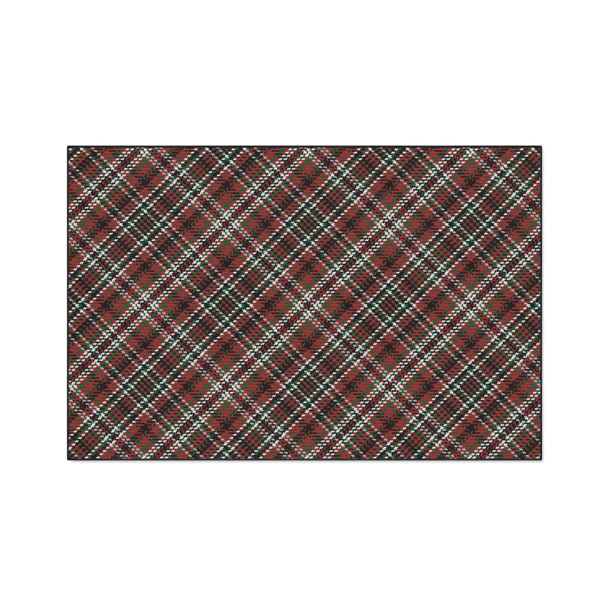 Red Green Scottish Tartan Plaid Non-Slip Rug