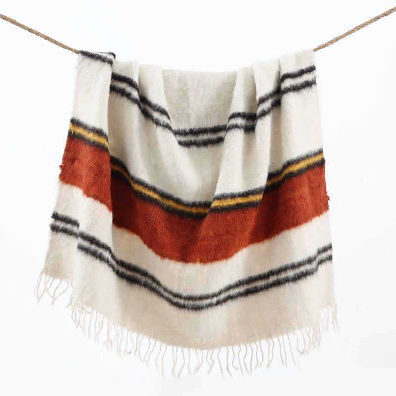 Summer Stripe Wool Throw Blanket