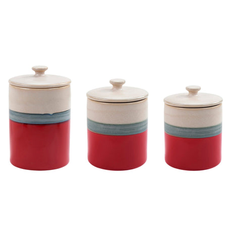 Red Paradise Ceramic 3PC Canister Set