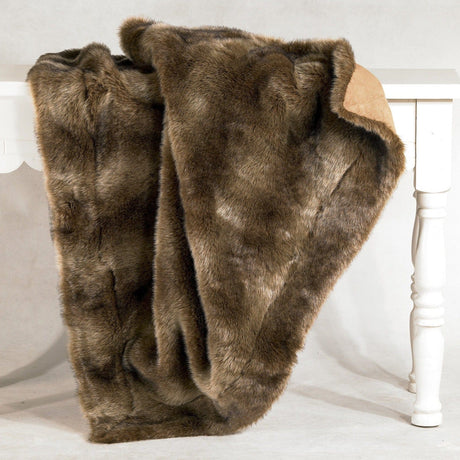 Faux Wolf Throw Blanket
