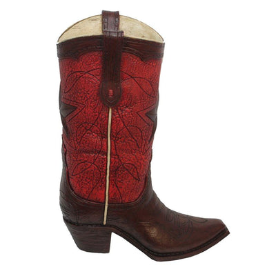 Red Star Cowboy Boot Vase
