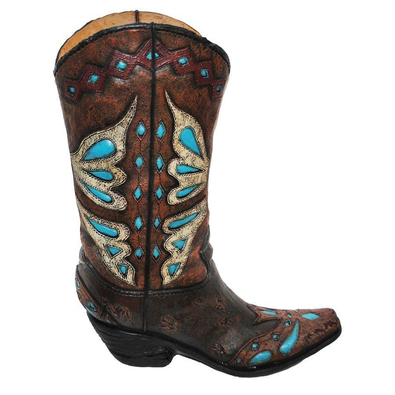 Turquoise Gems Cowboy Boot Vase