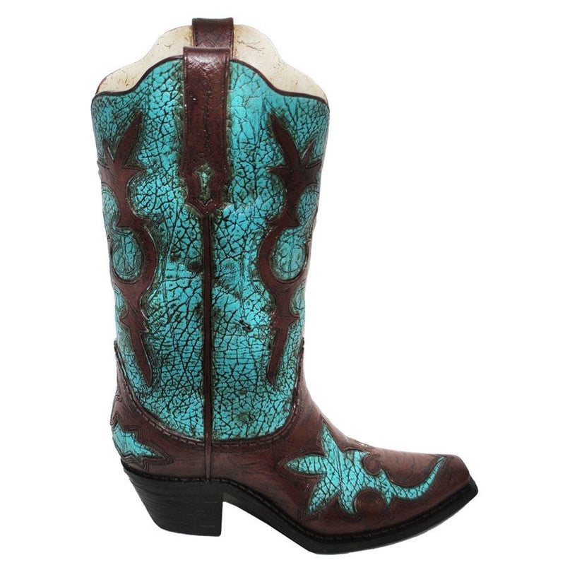 Turquoise Cutouts Cowboy Boot Vase