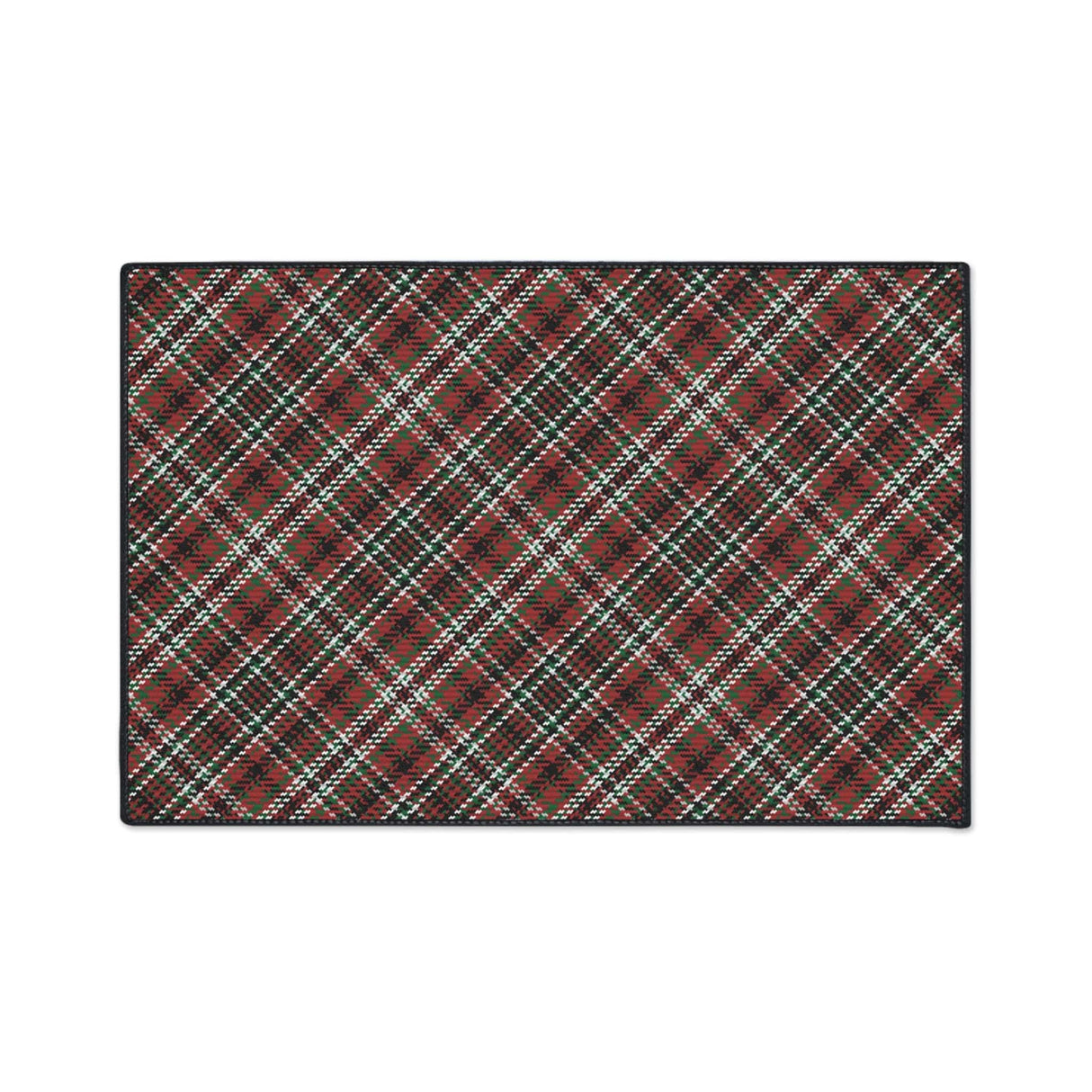 Red Green Scottish Tartan Plaid Non-Slip Rug