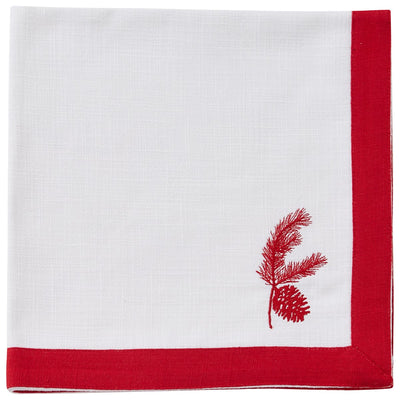Pinecone Red Embroidered Napkin