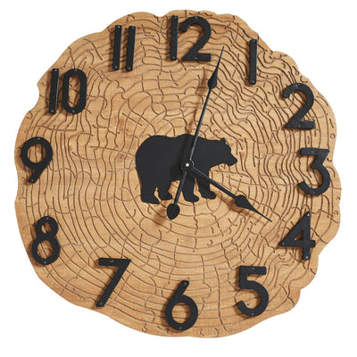 Bear Wood Slice Wall Clock