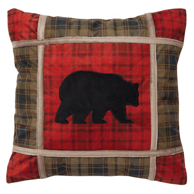 Red Grid Bear Pillow