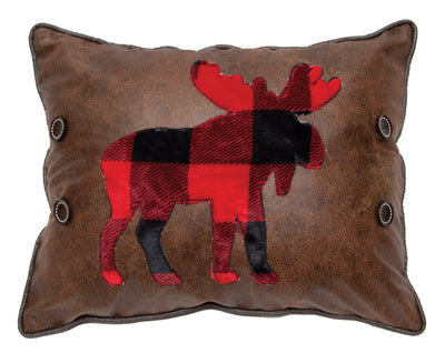Red Plaid Moose Pillow