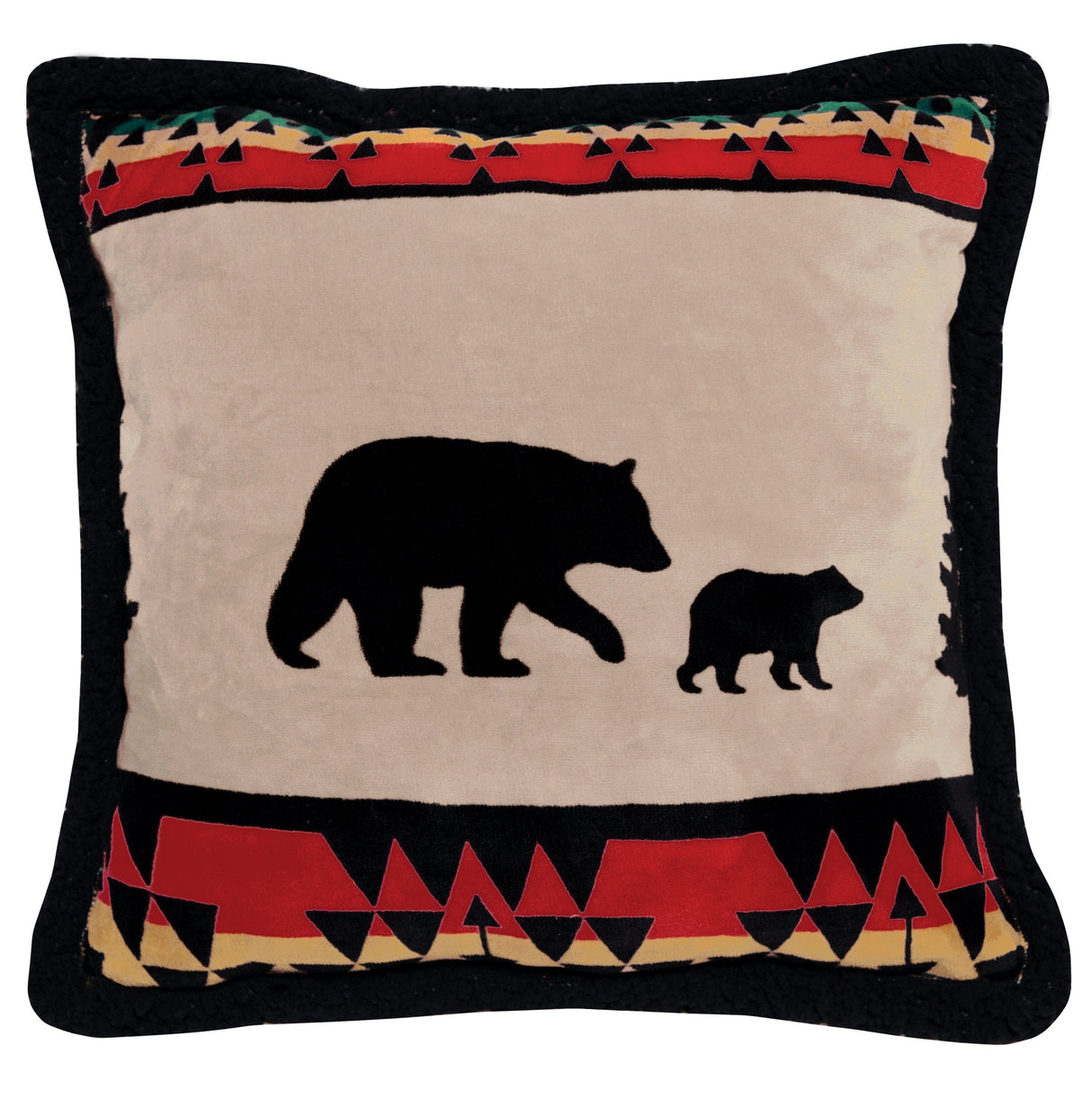 Black Bear Sherpa Edge Pillow