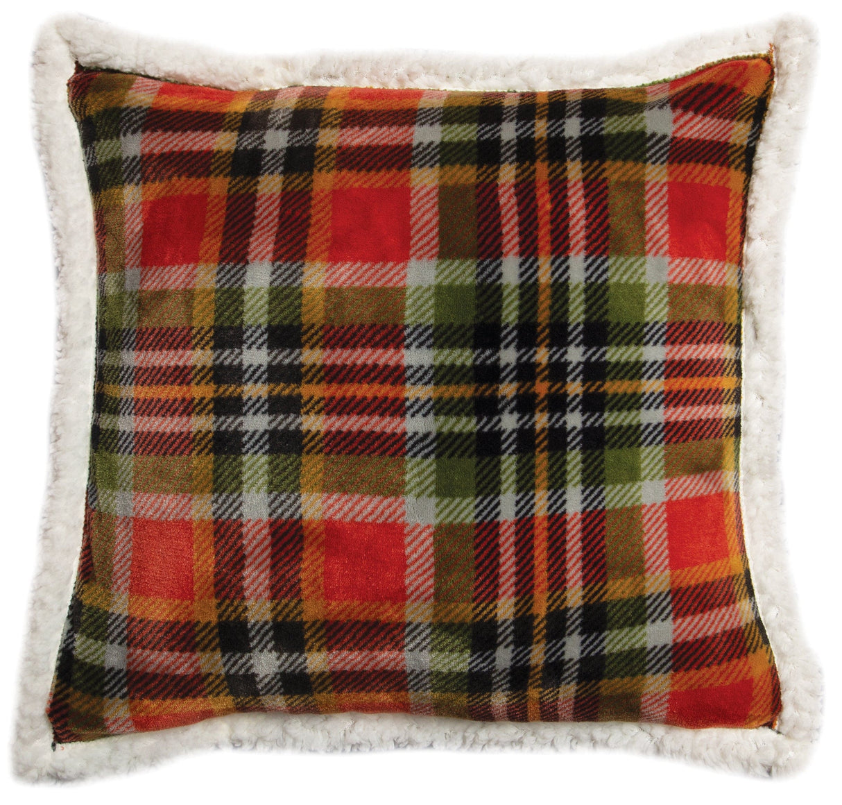 Classic Plaid Sherpa Throw Pillow