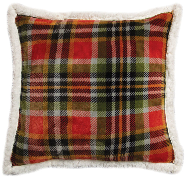 Classic Plaid Sherpa Throw Pillow