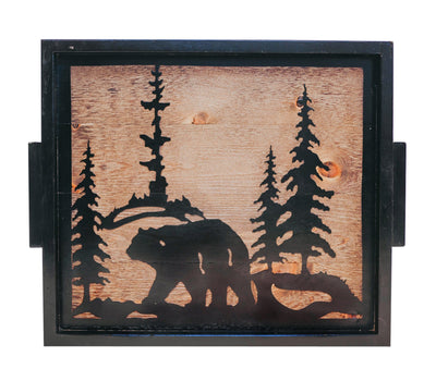 20" Bear Scene Wooden Tray