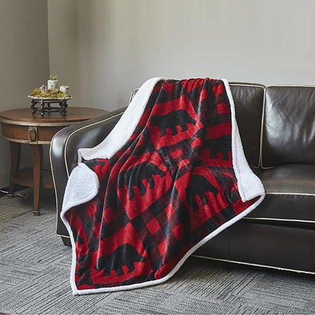Black Bear Retreat Flannel Sherpa Throw