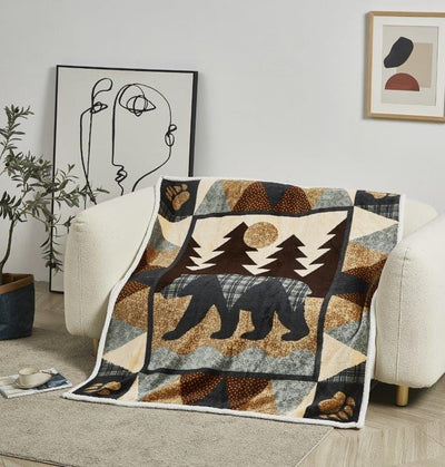 Bear Cover Flannel Sherpa Throw
